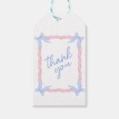 Roze Blauw Coquette Lint Cadeaulabel (Voorkant)