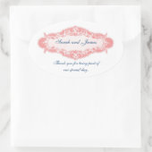 Roze Blauw Dank u Trouwstickers Ovale Sticker (Tas)