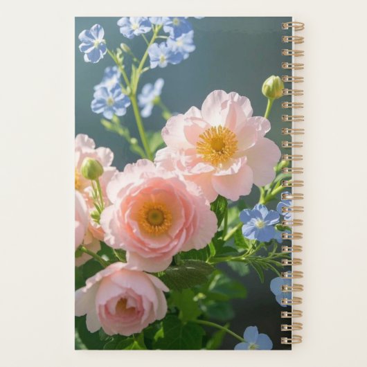 Roze Blauw delicate bloemen Planner (Achterkant)