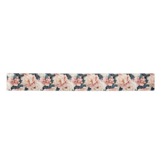 Roze Blauw Elegant bloemenpatroon Blush Lint