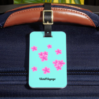 Roze Blauw Elegant Modern Patroon Bagagelabel