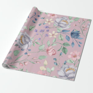 Roze blauw en geel Paars Cadeaupapier