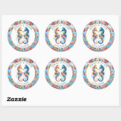 Roze, Blauw en Gouden Kust Zanddollar Strand Ronde Sticker (Vel)