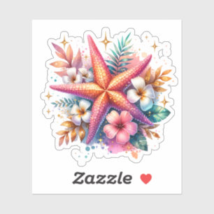 Roze, Blauw en Gouden Kust Zeester Strand Sticker