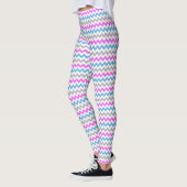 Roze, blauw en grijs Zig Zag Chevron Pattern Leggings (Links)