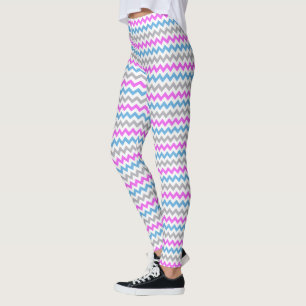 Roze, blauw en grijs Zig Zag Chevron Pattern Leggings
