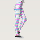 Roze, blauw en grijs Zig Zag Chevron Pattern Leggings (Rechts)