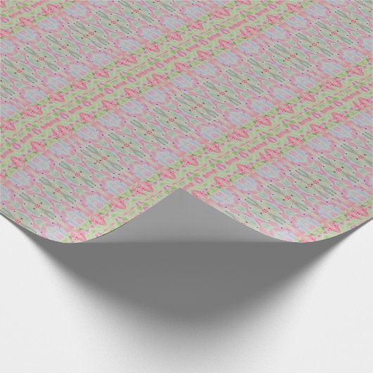 Roze Blauw en Groene All-Over-Print Cadeaupapier (Hoek)