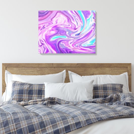 Roze blauw en paarse wervelingen verpakt canvas (Insitu (Slaapkamer))