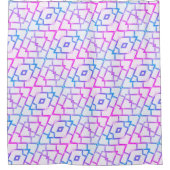 Roze Blauw en Wit Geometrisch Douchegordijn (Voorkant)