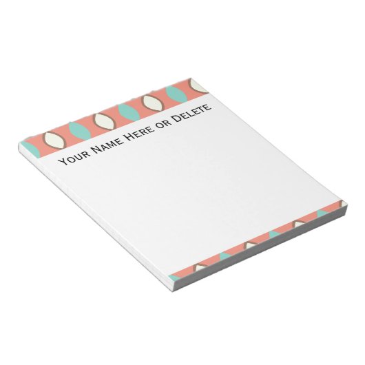 Roze Blauw en Witte Retro 70's Patroon Notitieblok (Schuin)