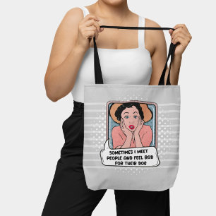 Roze Blauw Feministische Retro Pop Art Funny Phras Draagtas