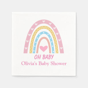 Roze Blauw Geel Boho Regenboog Oh Baby shower Servet