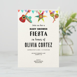 Roze Blauw Geel Mexicaans Fiesta Baby shower Kaart