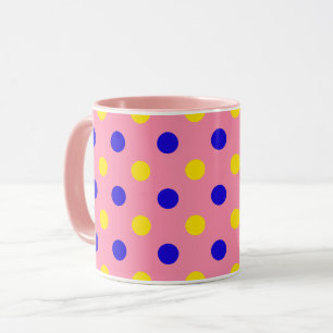 Roze Blauw Geel Stippen Design  Mok