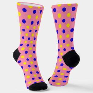 Roze Blauw Geel Stippen Design  Sokken