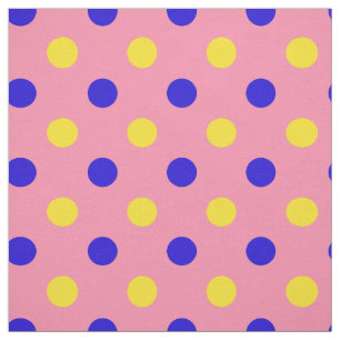 Roze Blauw Geel Stippen Design Stof