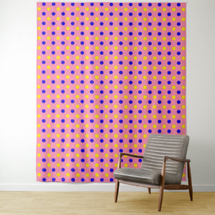 Roze Blauw Geel Stippen Design Wandkleed
