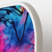 Roze Blauw Geel Tie Dye Hearts Monogram Pickleball Paddle (Links Detail)