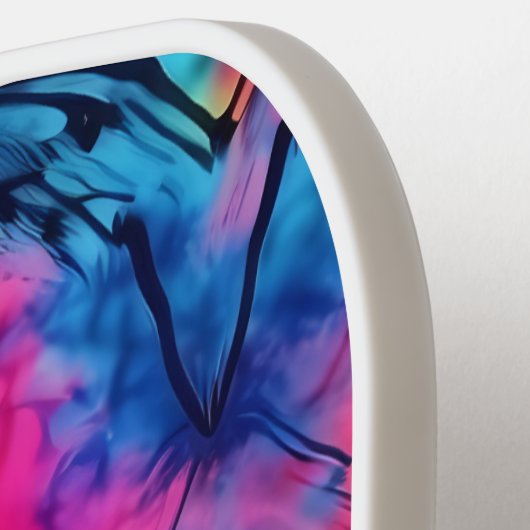 Roze Blauw Geel Tie Dye Hearts Monogram Pickleball Paddle (Links Detail)