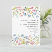 Roze Blauw Geel Vrijgezellenfeest Wildbloemen Kaart (Staand voorkant)