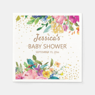 Roze Blauw Gele Baby Shower Goud Glitter Wit Servet