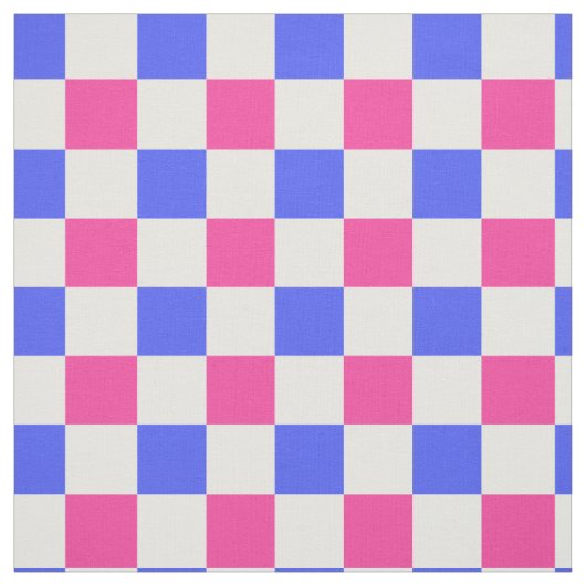 Roze Blauw geruite Check Pattern Design Stof (Swatch)