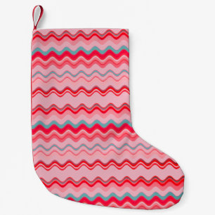 Roze Blauw Golvend Zigzag Patroon Kleine Kerstsok