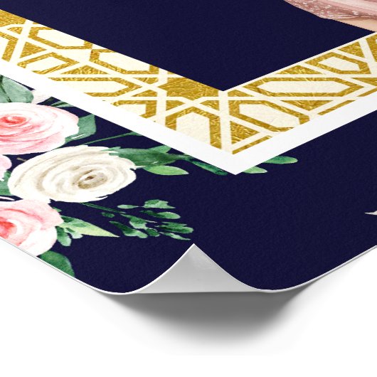 Roze Blauw Goud Anand Karaj Bruiloft Welkomstbord Poster (Hoek)