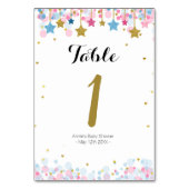 Roze Blauw Goud twinkle Tafelnummer (Achterkant)