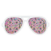 Roze, Blauw, & Gouden Faux Sparkly Verf Splatter Aviator Zonnebril (Voorkant)