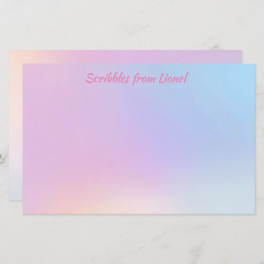 Roze, blauw, gradiënt, pastel, vrouwelijk, girly, briefpapier (Voorkant / Achterkant)