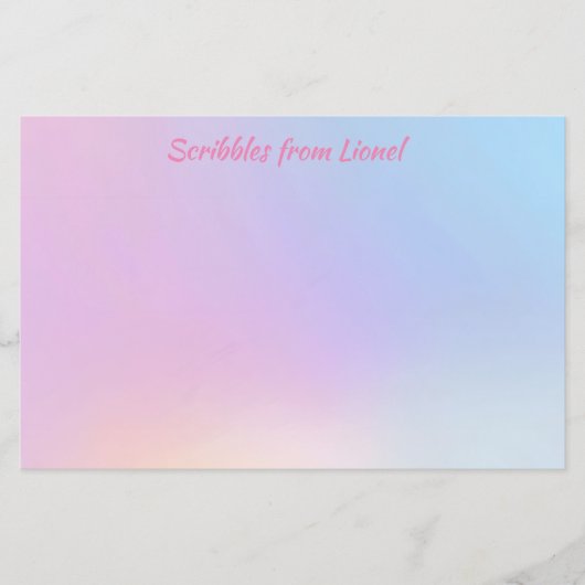 Roze, blauw, gradiënt, pastel, vrouwelijk, girly, briefpapier (Voorkant)