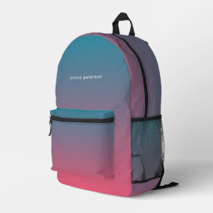 roze blauw gradiënt regenboogmonogram bedrukte rugzak
