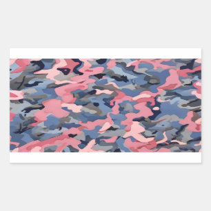 Roze Blauw Grijs Camouflage Rechthoekige Sticker