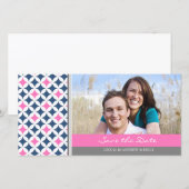 Roze Blauw Grijs Save the Date Wedding Photo Cards (Voorkant / Achterkant)