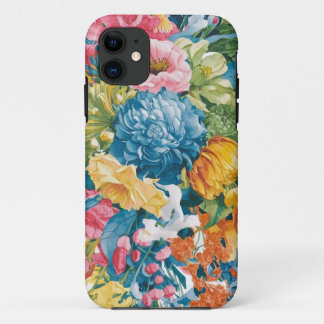Roze Blauw Groen Geel Sinaasappel Bloem Art Patroo iPhone 11 Hoesje