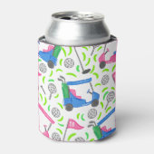 Roze Blauw Groen Golf Blikjeskoeler (Blikje Voorkant)