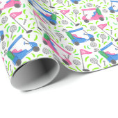 Roze Blauw Groen Golf Cadeaupapier (Rol Hoek)