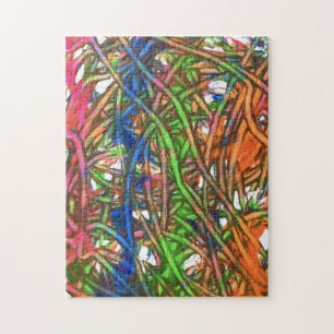 Roze, Blauw, Groen, Oranje, Marmer Kunstwerk Legpuzzel