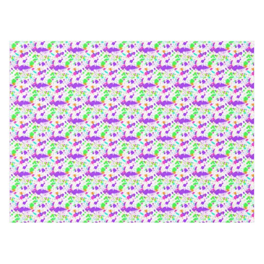 Roze Blauw Groen Turquoise Verfspatten Tafelkleed (Voorkant (Horizontaal))