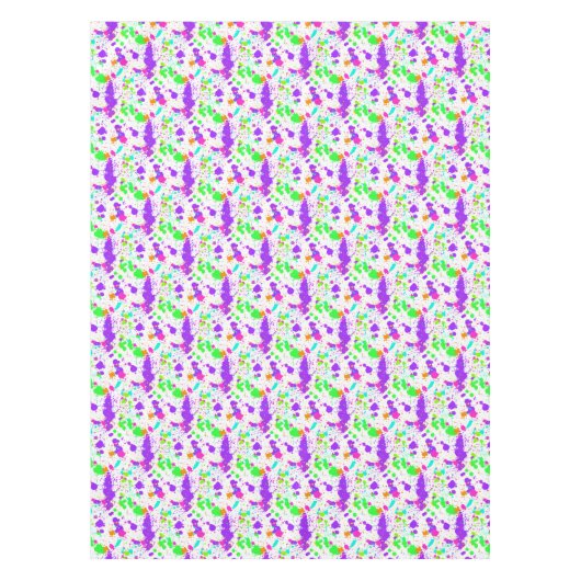 Roze Blauw Groen Turquoise Verfspatten Tafelkleed (Voorkant)