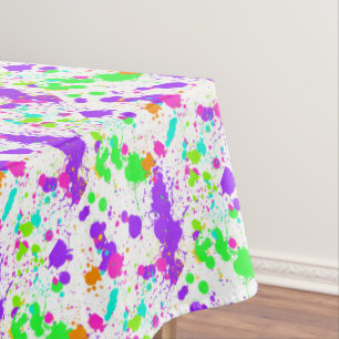 Roze Blauw Groen Turquoise Verfspatten Tafelkleed
