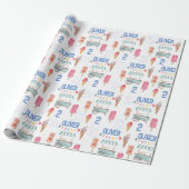 Roze blauw ijs cadeaupapier (Uitgerold)