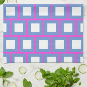 Roze Blauw Kleurrijke Vierkanten Modern 4Sascha Theedoek