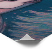 Roze Blauw Krijt Tekening Vis Poster (Hoek)