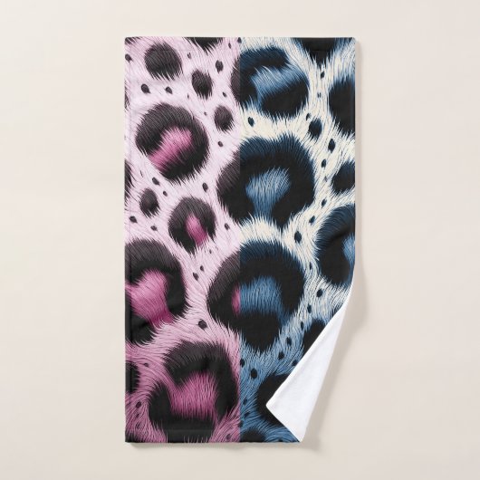 Roze & Blauw Leopard Bont Dierenprint Vlekken Bad Handdoek (Handdoek)