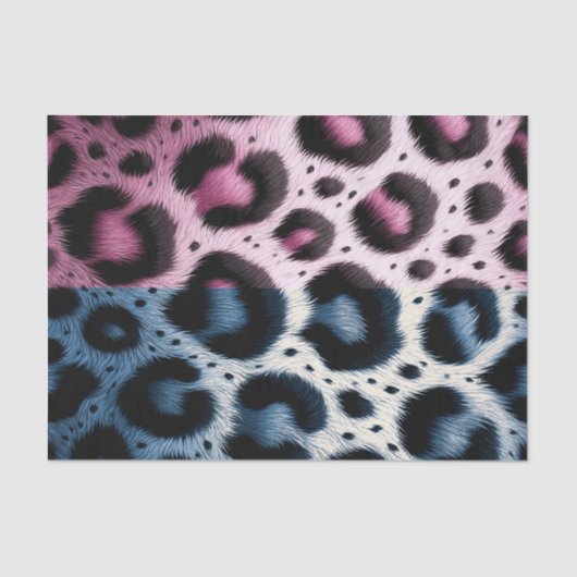 Roze & Blauw Leopard Bont Dierenprint Vlekken Tissuepapier (Voorkant)