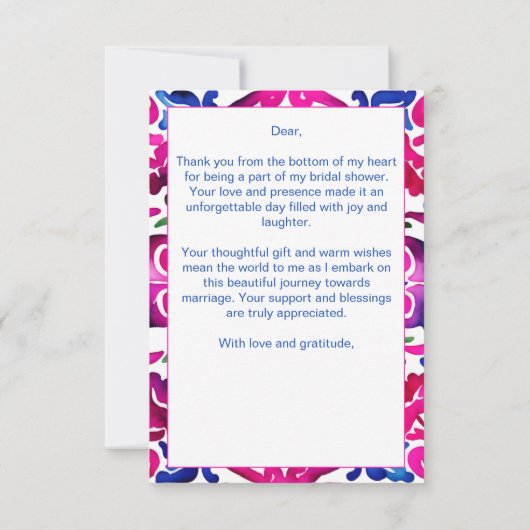 Roze blauw Mexicaanse tegels vrijgezellenfeest dan Bedankkaart (Achterkant)