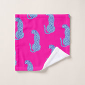 Roze & Blauw Modern Oerwoud Cheetah Badhanddoek Se Bad Handdoek (Wasdoekje)